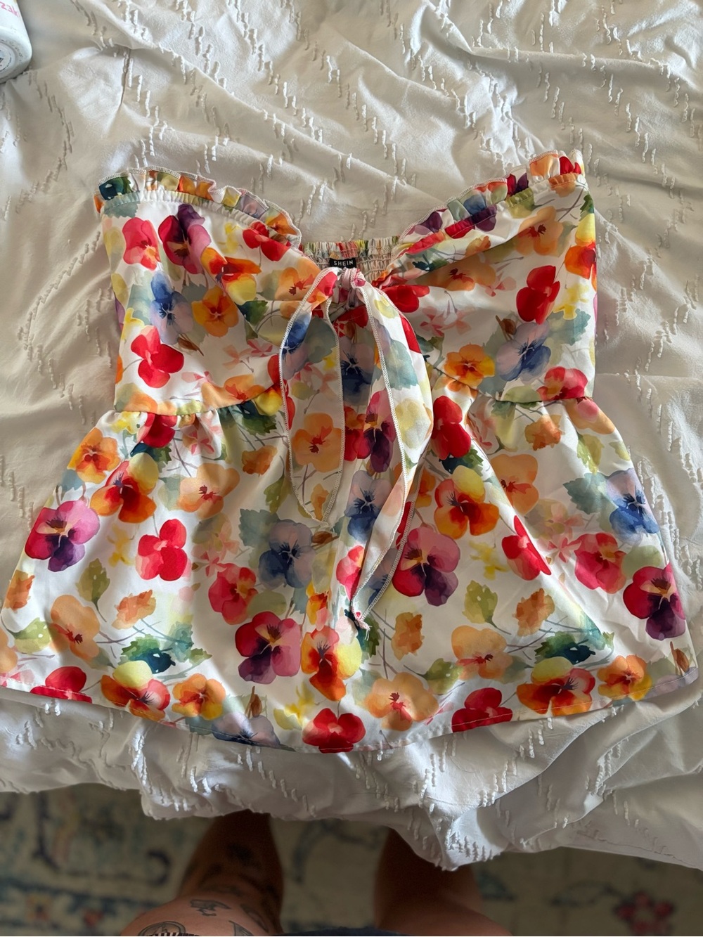 Floral Tie-Front Tube Top